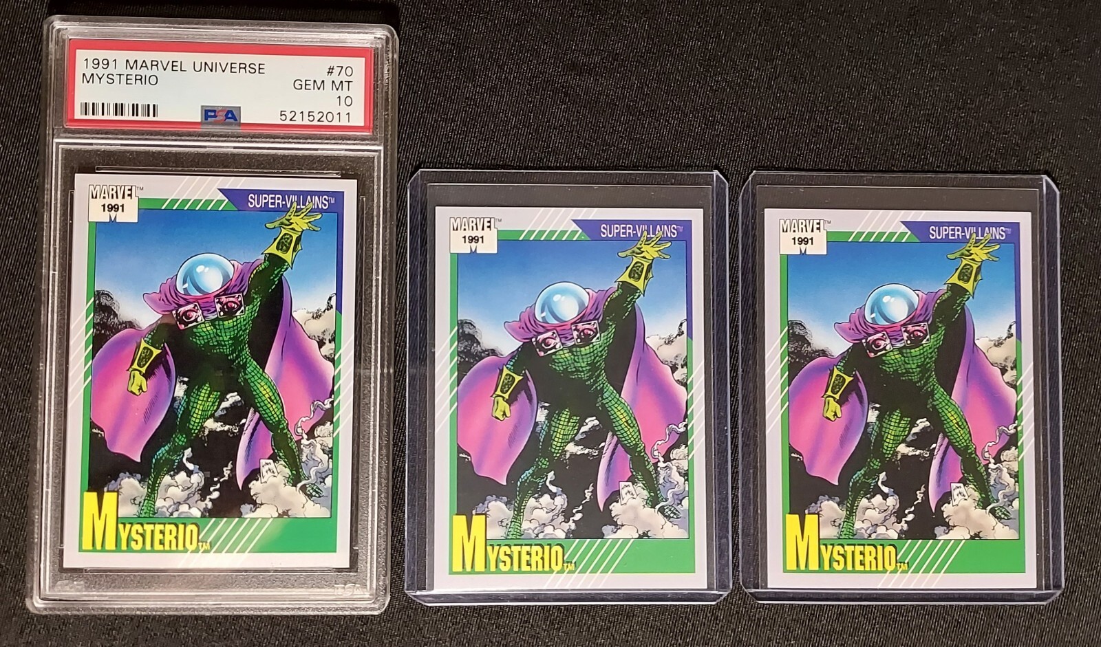 1991 Marvel Universe Mysterio 🔥 PSA Gem Mint 10 💎 Plus 2 Bonus Cards