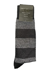 Marc By Marc Jacobs Men's Striped Dressed Silver/Black Socks One Size   5780