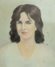 Vintage realist oil painting woman portrait