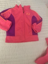 UNDER ARMOUR Tracksuit Set Pink/Purple Pants  Full Zip Jacket Girls size 3/6 M