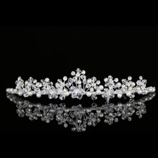 Bridal Flower Rhinestones Crystal Pearls Prom Wedding Crown Tiara 8964