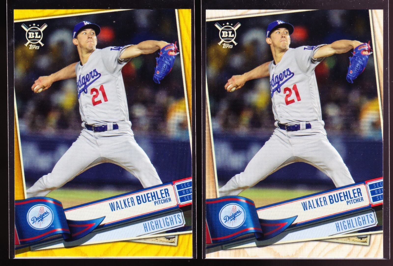 Walker Buehler Dodgers 2019 Topps Big League Gold #391 Base Highlights & #298