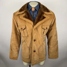 Mens XL Westwind Coat Jacket Sherpa Pile Cord Trucker retro USA Vtg 1960s 1970s