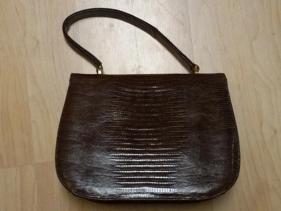 复古 Bellstone 蛇皮手提包 1950 年代带镜面更换钱包 — 第 3/4 张图片