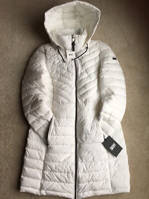 DKNY Women's Quilted Hooded Bib Packable Puffer Jacket Coat S