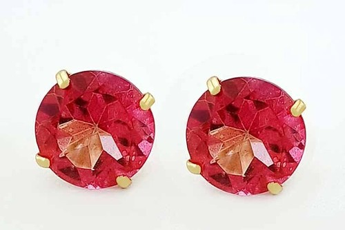 GENUINE 8.62 Cts PINK SAPPHIRE STUD EARRINGS 14K YELLOW GOLD - Free Appraisal - Picture 4 of 6