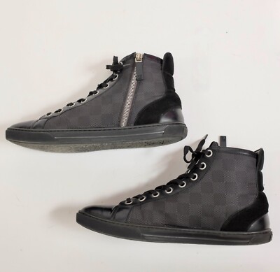 Louis Vuitton 8 US 9 black sneakers high top black Damier  display picture 1