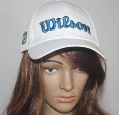 WILSON Golf-Cap, weiß, mit blauer Schrift, Polyester, verstellbar