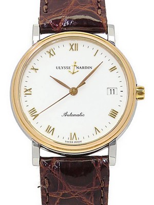 ULYSSE NARDIN Sunshier 135-34/S30 weiß Gehäusegröße 33 mm gebrauchte Herrenuh...
