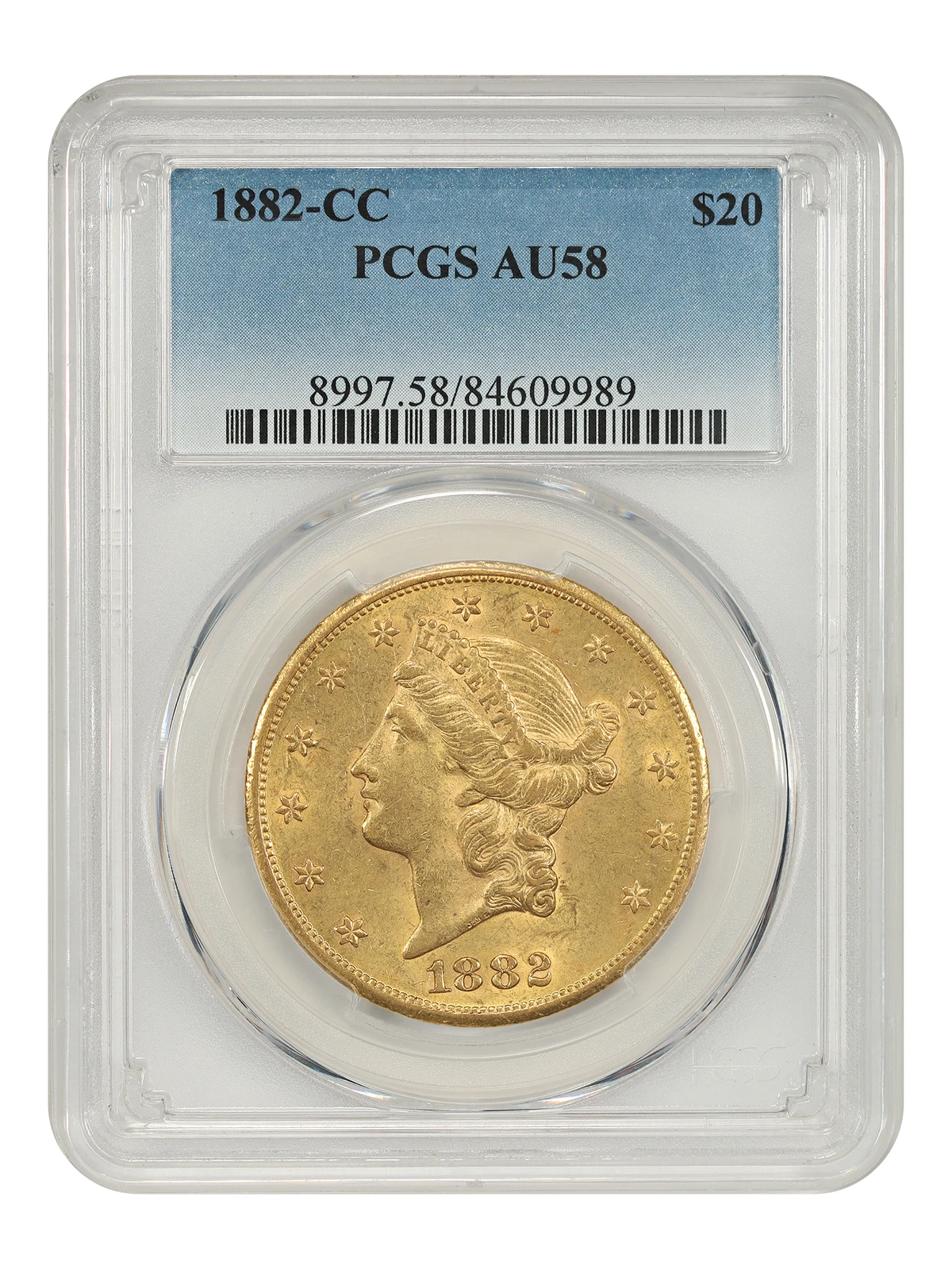 1882-CC $20 PCGS AU58 - Liberty Head $20 - Low Mintage CC-Mint Issue