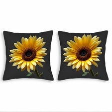 Set of 2 Throw Pillow Covers 18x18in - Vibrant Sunflower Design