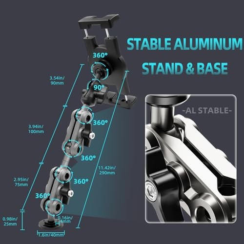 Aluminum Heavy Duty Drill Base Tablet Holder Car Mount Dashboard, 14.2“ Long - 第 3/7 張圖片