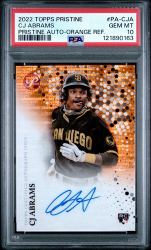 CJ Abrams 2022 Topps Pristine - Orange Refractor /25 ROOKIE AUTO - PSA 10 GEM MT