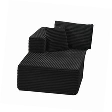 Minimalist L-Shaped Sofa with Luxe Corduroy Fabric - Beige, Perfect for