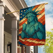Personalized Statue of Liberty Garden Flag, Patriotic Political Protest Flag