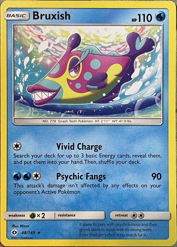 Bruxish Rare - 48/149 - Sun & Moon Base Pokemon 2017