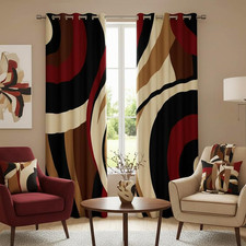 Homewish Black Red Brown Window Curtainvintage Abstract Stripes Curtainskids