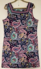 Talbots Paisley Floral Sleeveless Dress XL Large Stretch Colorful Pullover NEW
