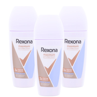 3 x Rexona Maximum Protection Deo Roll-On Clean Scent je 50ml Anti-Transpirant