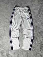 Adidas Firebird Pants Womens XS Vintage White Purple Open Leg