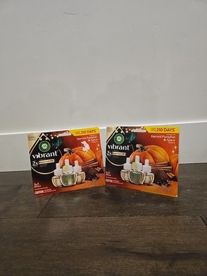2 Air Wick Vibrant Plug-In Fall Scented Oil Air Freshener Refill Harvest Pumpkin