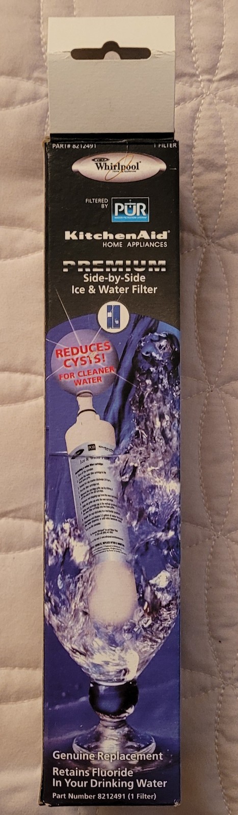 Whirpool Pur Kitchen Aid Geniune Replacement Water Filter 8212491 Side By Side 