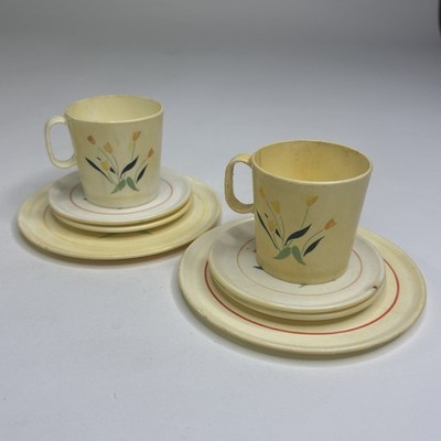 VTG Chilton Tulip Tea Set Pretend Play Dishes 8 Piece Set Plates Cups Saucers