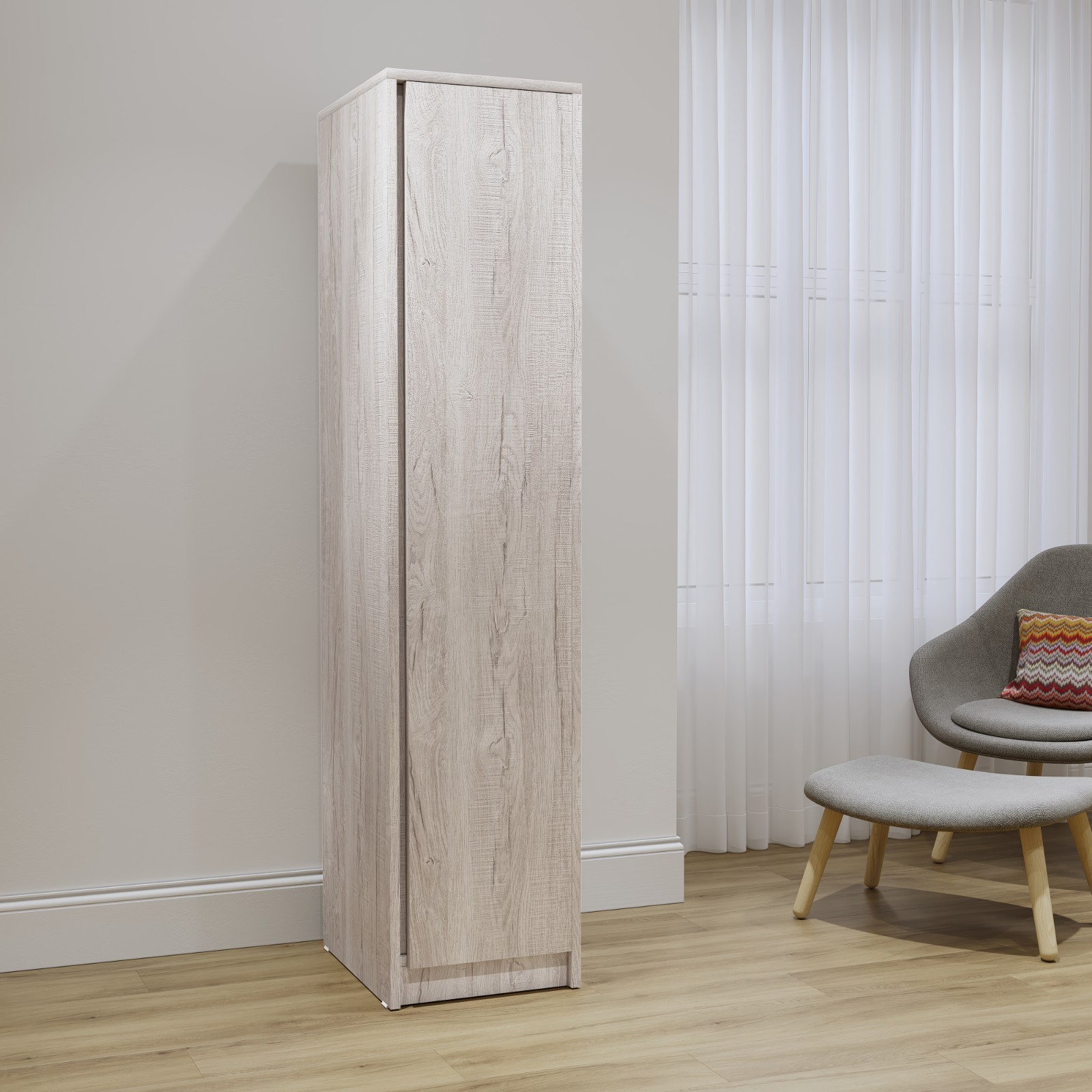 Malvern 1 Door Wardrobe Urban Snow Grey Beige Oak Modern Storage Hanging Rail