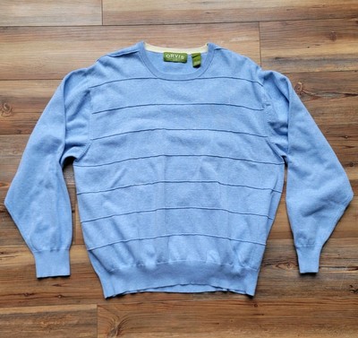 Grandpa Sweater Blue From Orvis Size Large 100% Cotton Good Condition