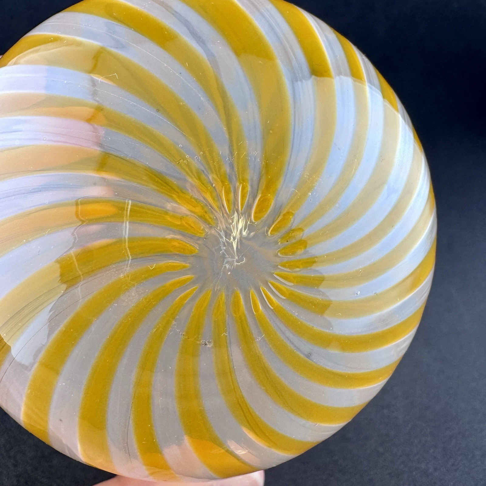 Blown Glass Christmas Ornament Orange Swirl Murano Style 4” Tall 4” Wide