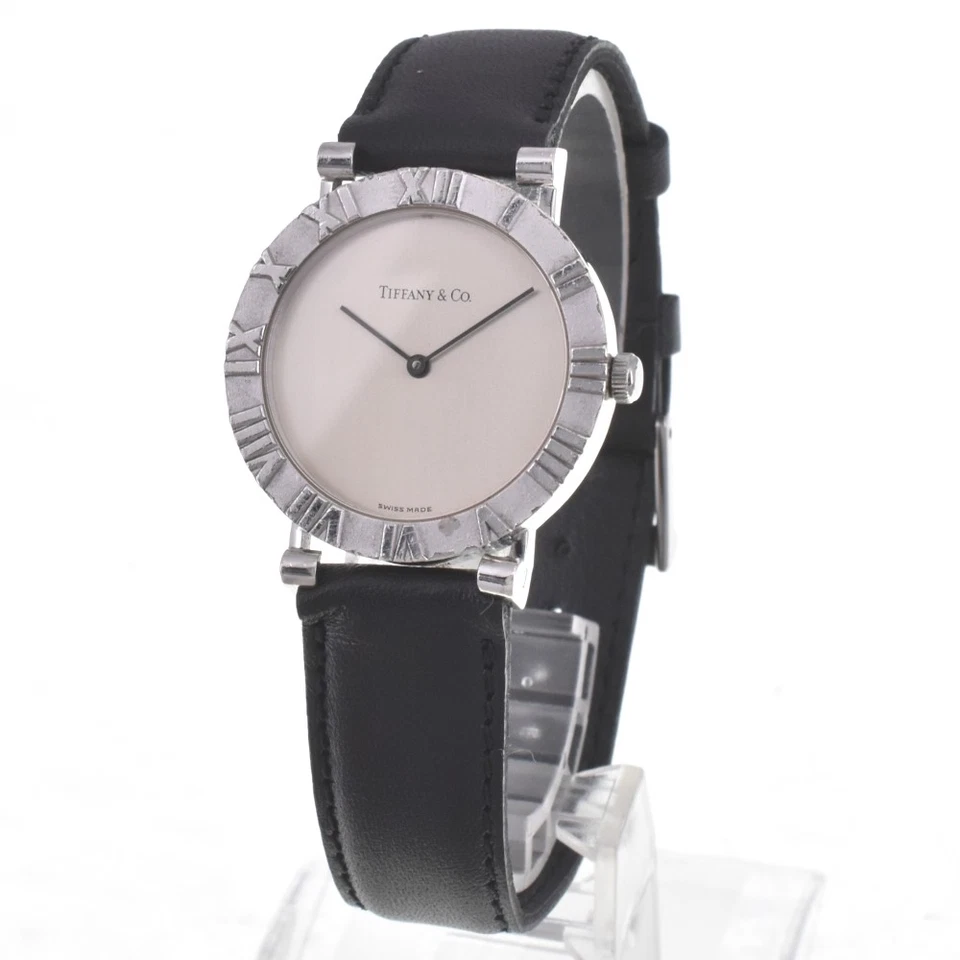 TIFFANY&Co. Reloj de cuarzo para hombre Atlas M0640 SV925/cuero esfera plateada I#142481 Foto 2 de 4