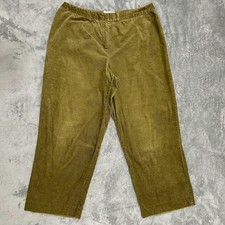 VTG PENDLETON Corduroy Pants Womens 12 Olive Green Straight Leg Crop Stretch Fit