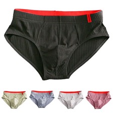 U Convex Pouch Men's Briefs with Soft Cotton and Classic Striped Pattern