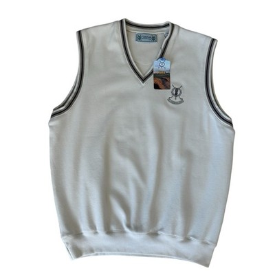 St Andrews Scotland Vest Golf Polo Shirt Sweater Men's Large Off White Tags READ