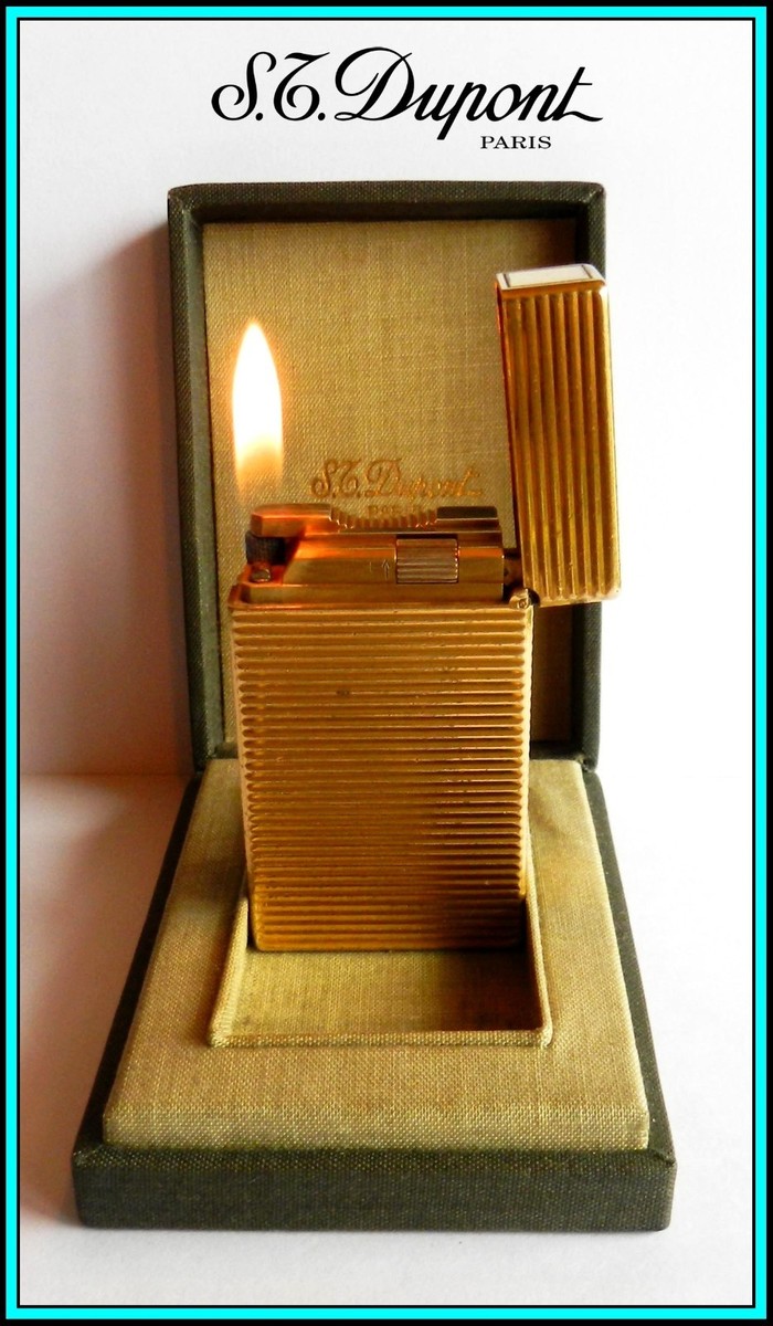 S.T. DUPONT Line 1 Large YELLOW GOLD Plated Lighter with Box