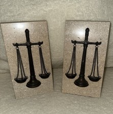 Culver City Heavy Marble Stone Scales of Justice Bookends