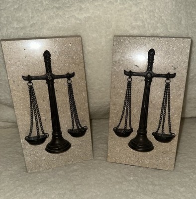 Culver City Heavy Marble Stone Scales of Justice Bookends 