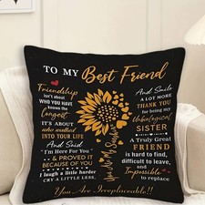 To My Best Friend Pillow Cover Sunflower Friendship Gift for Unbiological Sister