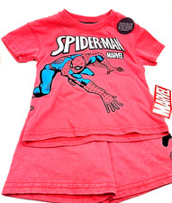 Marvel Spiderman Baby Outfit Size 2T Boys Matching 2pc Set Top Shorts Toddlers