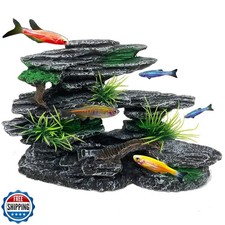 GOLOMOZ Aquarium Mountain View Stone Ornament Tree Rock Cave Aqua