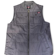 Wrangler Workwear Vest Men's Medium Quilted Duck Canvas Gray Barn Chore Utility