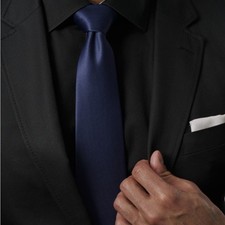 Trendhim Basic Wide Navy Blue Polyester Tie, 29in length, 100 Polyester