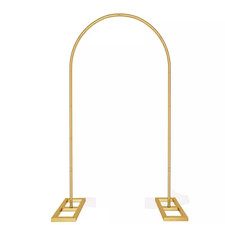 6.5 Ft. Gold Metal Wedding Flower Arch Frame Balloon Backdrop Stand W/ Stable Ba