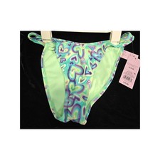  Wild Fable Women's Small Low Rise Cheeky High Leg Bikini Bottom - Blue/Green