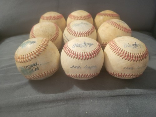 9 used leather covered 9" baseballs great for practice