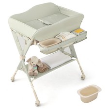 Baby Changing Table Foldable Diaper Changing Station with Water Basin Green