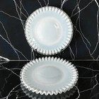 Vintage Fenton White Milk Glass Ruffled Silver Crest 2 Plates 9 Inch Display Set