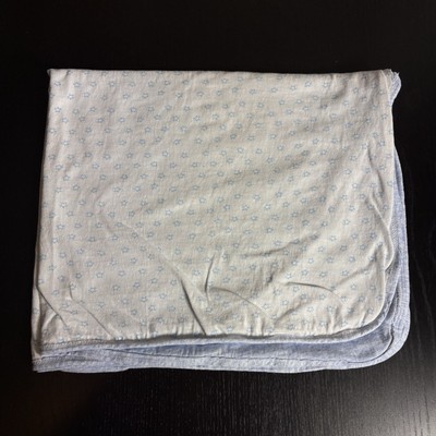 Vintage 90s SIMPLY BABY Receiving Blanket Blue White Cotton Knit Star Print