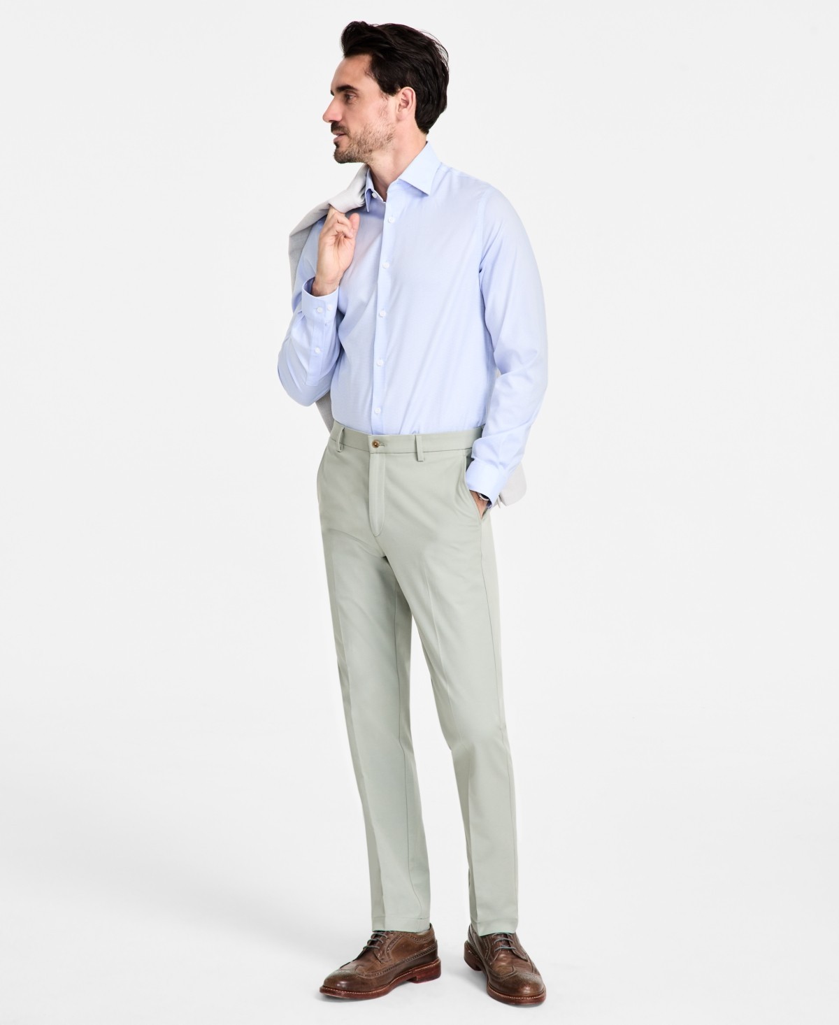 Michael Kors Mens Classic fit Dress Pants 34 / 34 Light Green Solid Stretch thumbnail 2