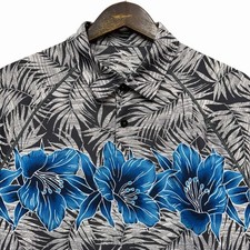 Tommy Bahama Island Zone Active Men's Size Large Gray/Blue Floral Hawaiian Polo